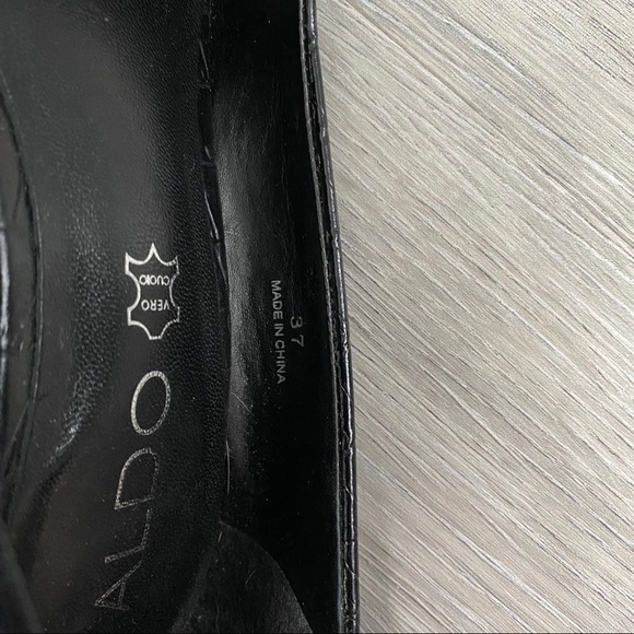Aldo Pointed Toe Black Pumps Leather Shoes - Picture 10 of 11